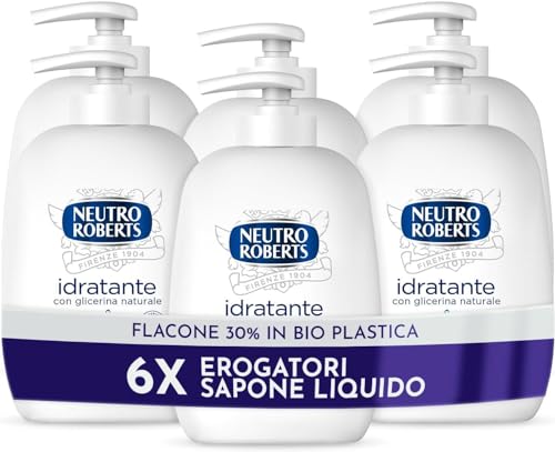 Neutro Roberts Sapone Liquido Idratante con Glicerina, 6 Flaconi da 200 ml