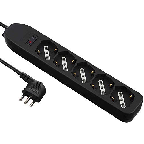 Electraline Multipresa 5 Posti polivalenti, Cavo 1,5 m-Spina Piccola