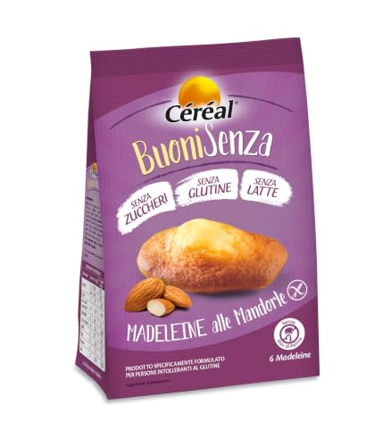 Céréal Madeleine Mandorle, merendine Senza Glutine, Senza Senza Latte, Zero Zuccheri, 180 g