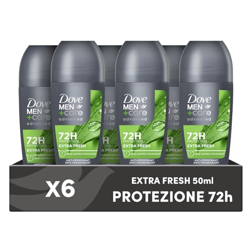 Dove Men+Care Advanced Care Extra Fresh Deodorante Antitraspirante Roll On Uomo, 6x50ml