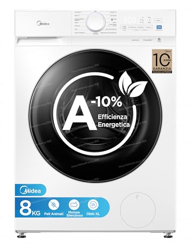 Midea Lavatrice Carica Frontale 8kg 1400 Giri Classe A-10% con Motore Inverter