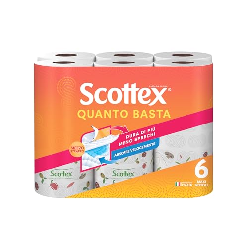 Scottex Quanto Basta Carta Cucina Mezzo Strappo, 6 Maxi Rotoli