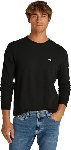 Tommy Jeans Tjm Slim Waffle LS Tee Ext, Maglietta a Maniche Lunghe Uomo