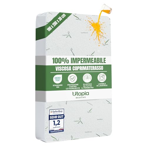 Utopia Bedding Coprimaterasso Impermeabile Matrimoniale 180x200x30 cm