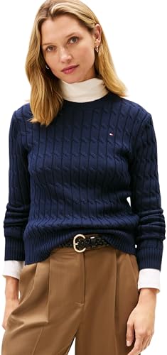 Tommy Hilfiger Donna Pullover Cable in Cotone