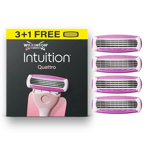 Wilkinson Sword Intuition Quattro rasoi da donna, 3 ricariche + 1 omaggio