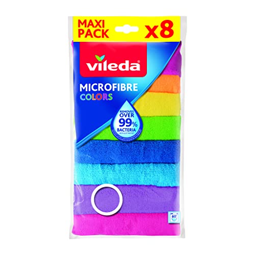 Vileda Microfibre Colors, panni multiuso in microfibra, 9 pezzi