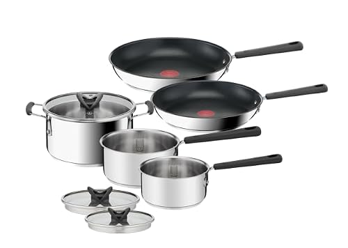 Lagostina Optispace Set 8 Pentole, Padelle e Coperchi Impilabili in Acciaio Inox 18/10