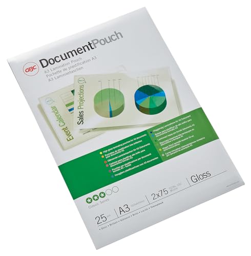 GBC Buste Plastificazione A3 Lucide 25 Pezzi 2x75 Micron