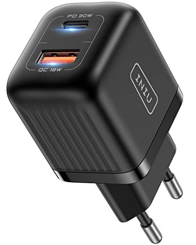 INIU Ricarica 30W Caricabatterie 2-Porte USB C+A PD 3.0