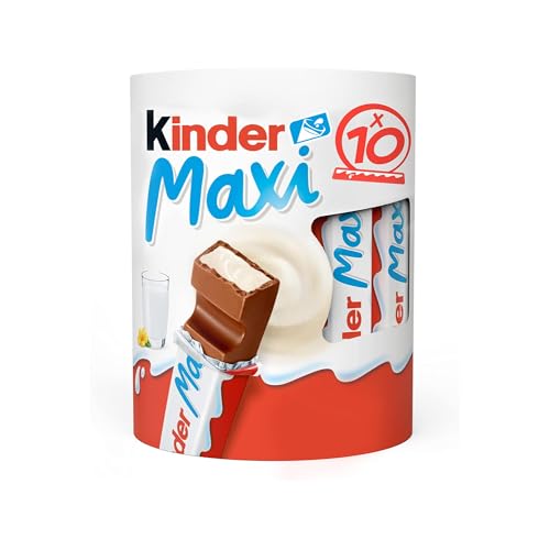 Kinder Maxi, Barrette di Cioccolato al Latte, 10 Confezioni da 21g