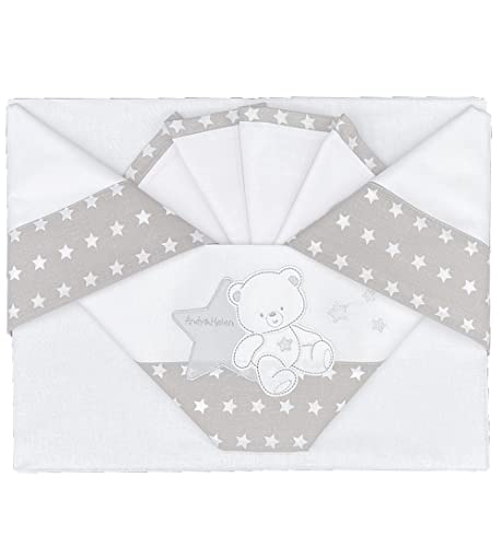ANDY & HELEN Set 3 pezzi Lenzuola letto a cancellino culla con sbarre