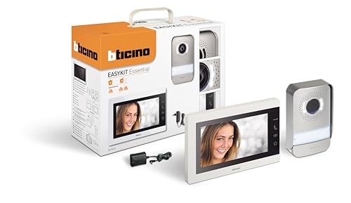 BTICINO Videocitofono Easykit Essential, Plug-In 2 Fili, Monitor 7" a Colori, Vivavoce, Audio Bidirezionale