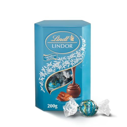 Lindt Lindor Praline Cioccolato al Latte Ripieno Caramello Salato, 200g