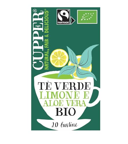 CUPPER Tè Verde Limone e Aloe Vera Biologico Fairtrade 20 Bustine