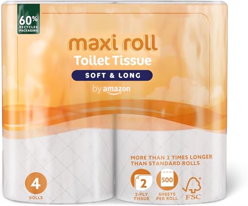 Carta Igienica by Amazon Maxi Rotolo 2 Veli Trapuntata, 4 Rotoli