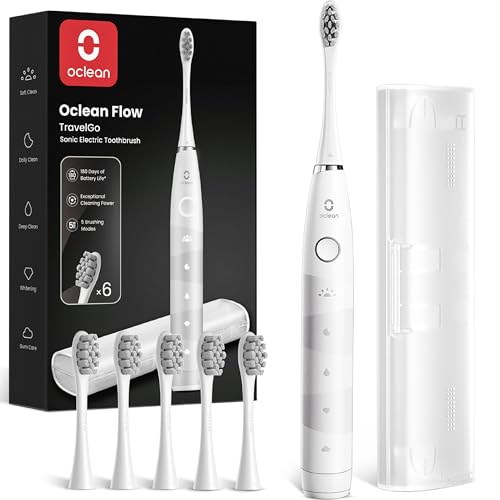 Oclean Flow Spazzolino Elettrico Sonico Gift Set con 6 Testine e Custodia da Viaggio