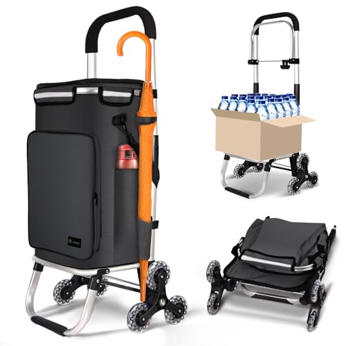 VOUNOT® Carrello Spesa Pieghevole in Alluminio 6 Ruote con Borsa Termico, 60 L