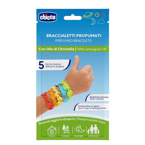 Chicco Braccialetti Profumati alla Citronella per Bambini e Adulti, Multipack 5 Pezzi