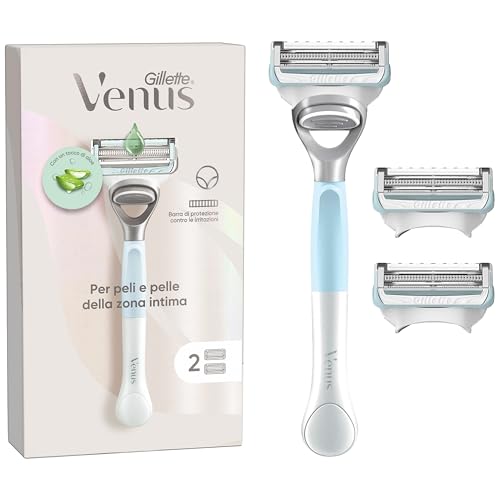 Gillette Venus Rasoio per Peli e Pelle Zona Intima con 2 Confezioni Lamette
