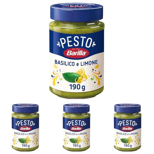 Barilla Pesto con Basilico e Limone, Senza Glutine, Sugo Pronto per Pasta Gustoso e Fresco, 190 g