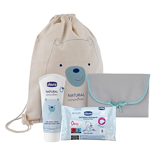 Chicco Gift Set Cambio Natural Sensation con fasciatoio, pasta e salviettine