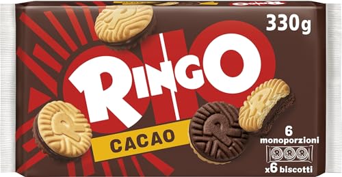 Pavesi Ringo Biscotti Farciti con Crema al Gusto Cacao, Confezione da 330g