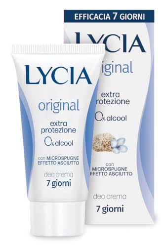 Lycia Crema Deodorante Original con Antibatterico e Microspugne Effetto Asciutto, 30 ml