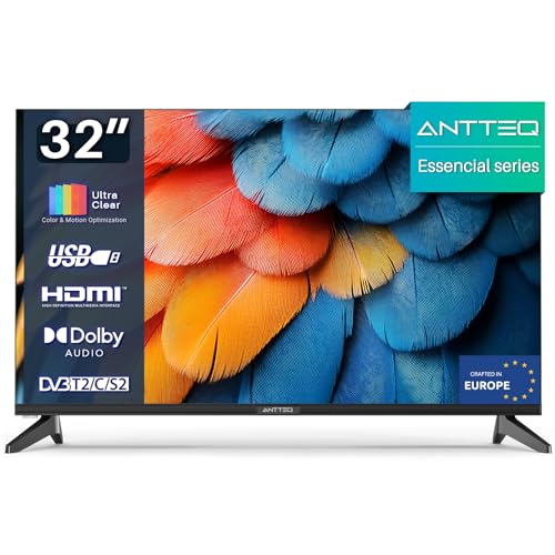 Antteq TV 32 Pollici LED HD con Triple Tuner DVB-T2/S2/C