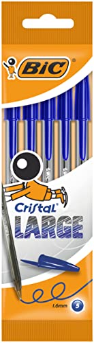 BIC Cristal Large Penne a Sfera Blu Punta Larga Confezione da 5