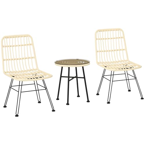 Outsunny Set Bistrò 3 Pezzi in Rattan PE e Acciaio