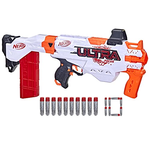 Nerf Ultra Focus Blaster Motorizzato con 10 Dardi AccuStrike e Calcio