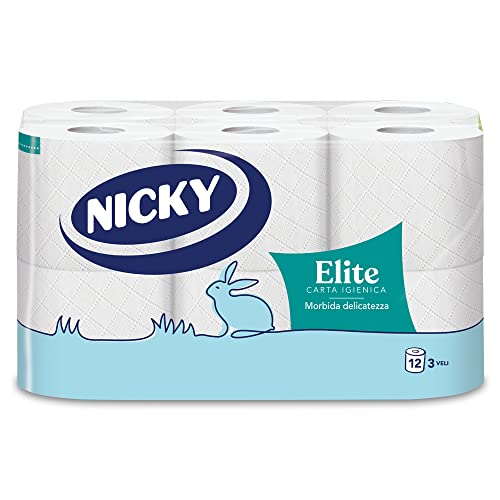 Nicky Elite Carta Igienica 3 Veli - Confezione 12 Rotoli
