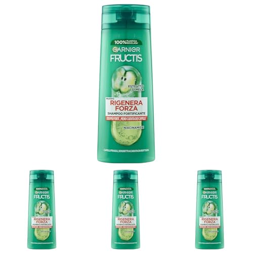 Garnier Fructis Shampoo Fortificante Anti-Rottura Mela e Niacinamide 250 ml (4 pezzi)