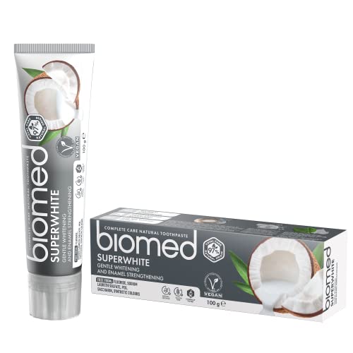 Biomed Dentifricio naturale al cocco Superwhite per sbiancamento delicato, gusto tropicale - 100 g (confezione da