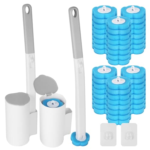 Scopino WC usa e getta con 48 ricariche, set da 2