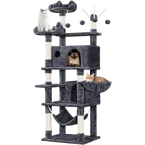 Yaheetech Albero Tiragraffi per Gatti 170 cm con Posatoio Palla da Gioco Condomini