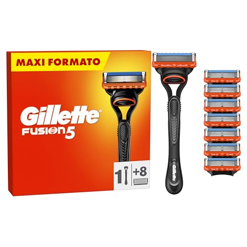 Gillette Fusion5 Rasoio Manuale + 8 Lamette Ricambio a 5 Lame