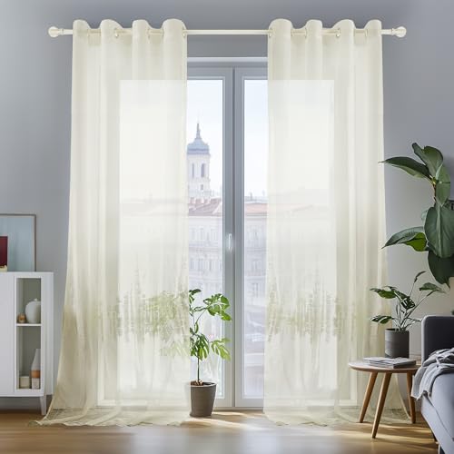 Deconovo Tende Trasparenti con Occhielli, 140x245 cm, 2 Pezzi