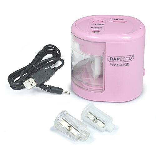 Rapesco 1446 Temperamatite Elettrico Automatico PS12-USB Rosa