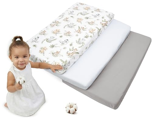 Lenzuola Lettino 60x120 Set 3 Pezzi Cotone Safari Bianco Grigio