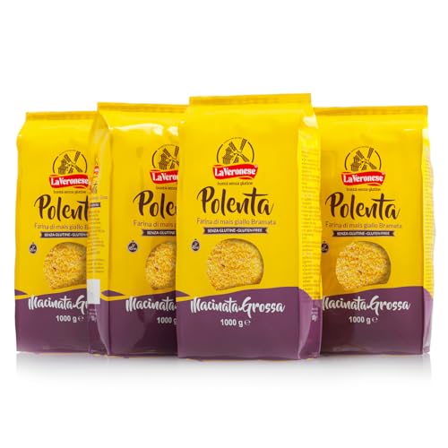 La Veronese Polenta di Mais Giallo Bramata Macinata Grossa, 4x1000g