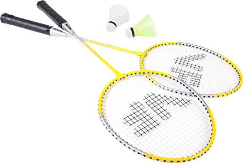 Vicfun Set per Badminton 2 Racchette Acciaio Temprato, 2 Palline Nylon, Sacchetto PVC
