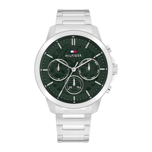 Tommy Hilfiger Orologio Analogico Multifunzione da Uomo con Cinturino in Acciaio