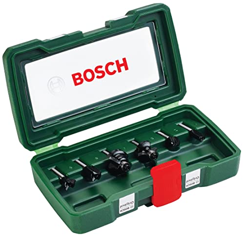 Bosch Set 6 Pezzi Frese in Metallo Duro per Legno, Ø Codolo 6 mm