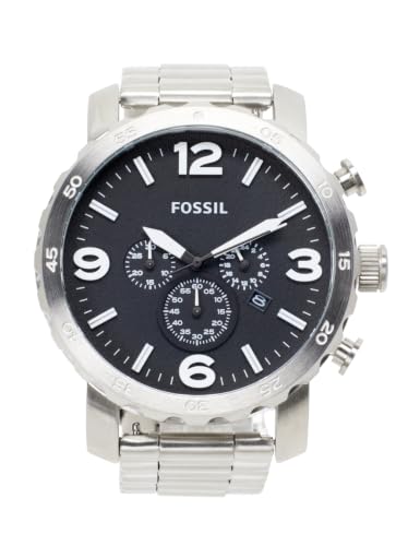 Fossil Cintura uomo in pelle con fibbia argento, 50mm