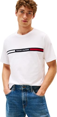 Tommy Hilfiger T-Shirt Uomo Maniche Corte Scollo Rotondo, Bianco