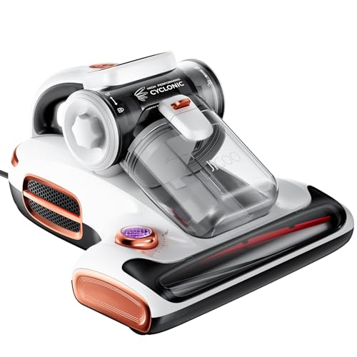 JIGOO T600 Aspiratore per Materassi con luce UV e Vibrazione, 700W 15kpa Battimaterasso Antiacaro, Rimuove il 99,9%, Indicatore LED, 60 ℃ 5s, Riscaldamento Rapido, 72 dB Design Silenzioso