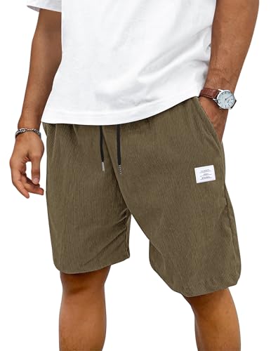 TARAINYA Velluto a Coste Pantaloncini Uomo Cotone Coulisse Estivi Causal Pantaloni Corti Uomo con Tasche