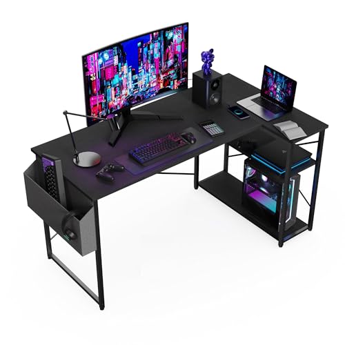 BEXEVUE Scrivania ad Angolo Computer 120x70 cm a Forma L con Ripiani